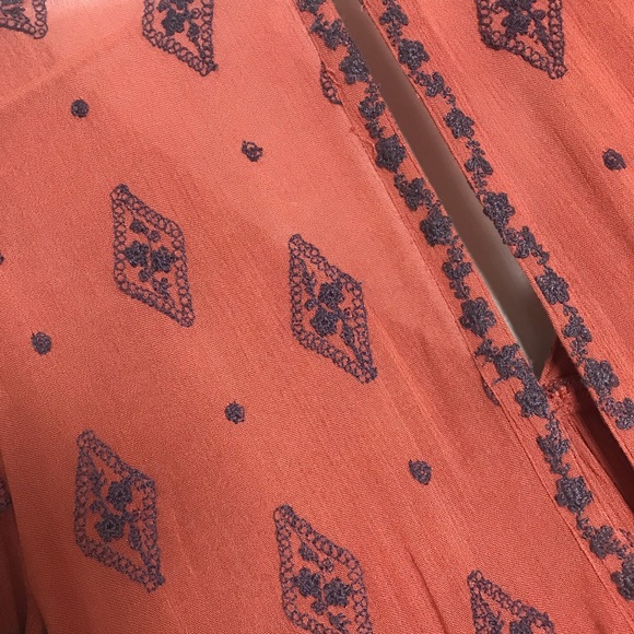 FREE PEOPLE Rust Orange Embroidered Mini Dress - Picture 7 of 8